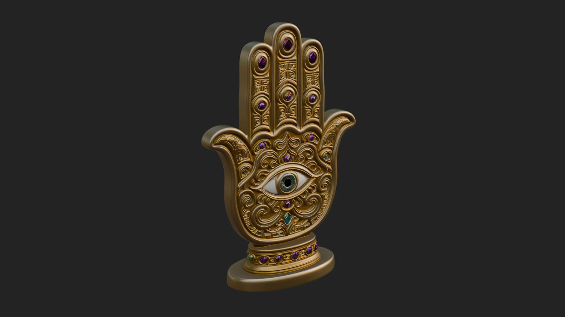 Standing Hamsa Hand Ornament Design 3 3D Print Model 3D Model