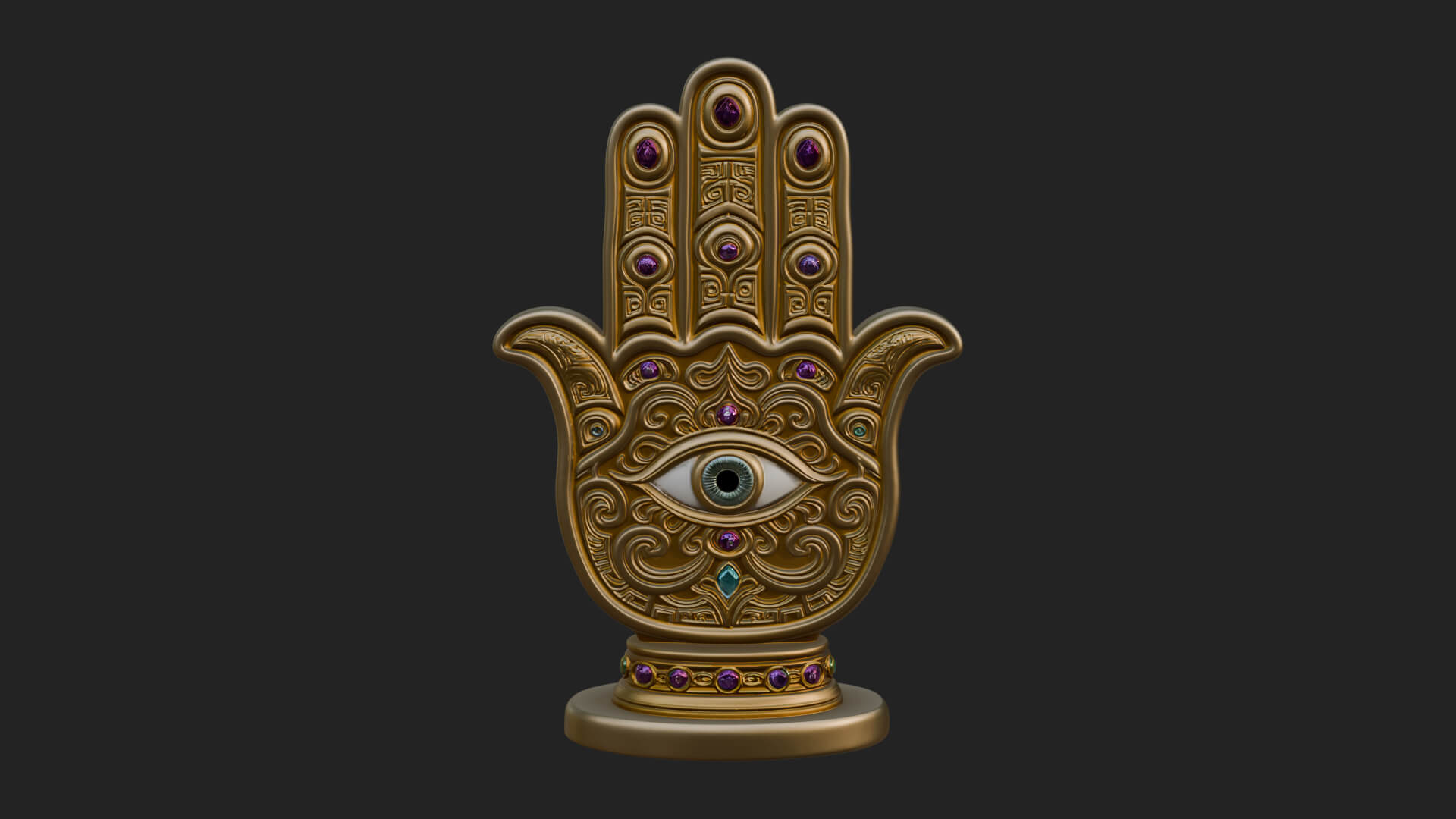 Standing Hamsa Hand Ornament Design 3 3D Print Model 3D Model