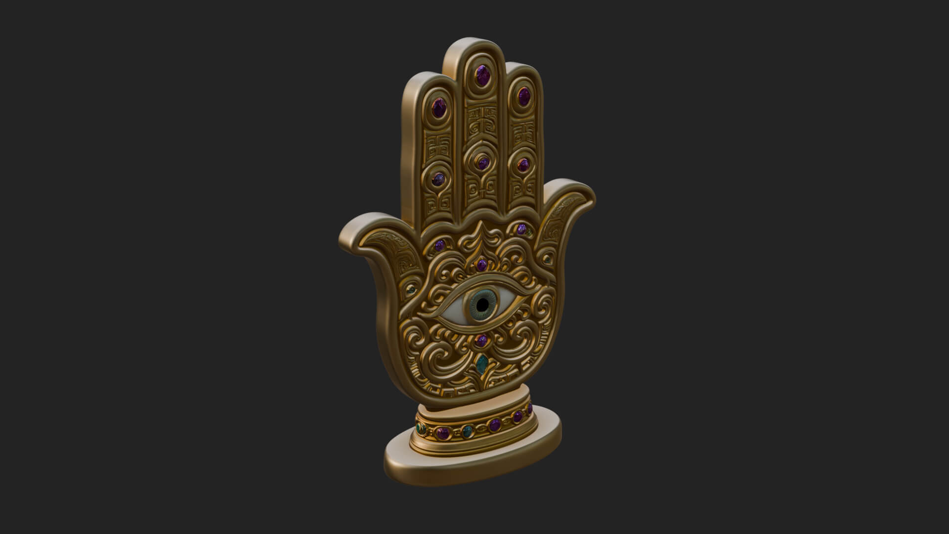 Standing Hamsa Hand Ornament Design 3 3D Print Model 3D Model