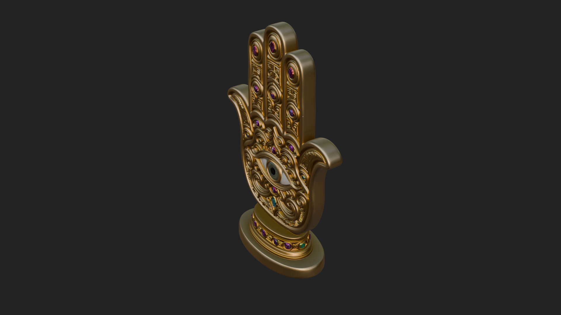 Standing Hamsa Hand Ornament Design 3 3D Print Model 3D Model