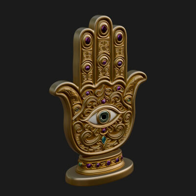 Standing Hamsa Hand Ornament Design 3 3D Print Model