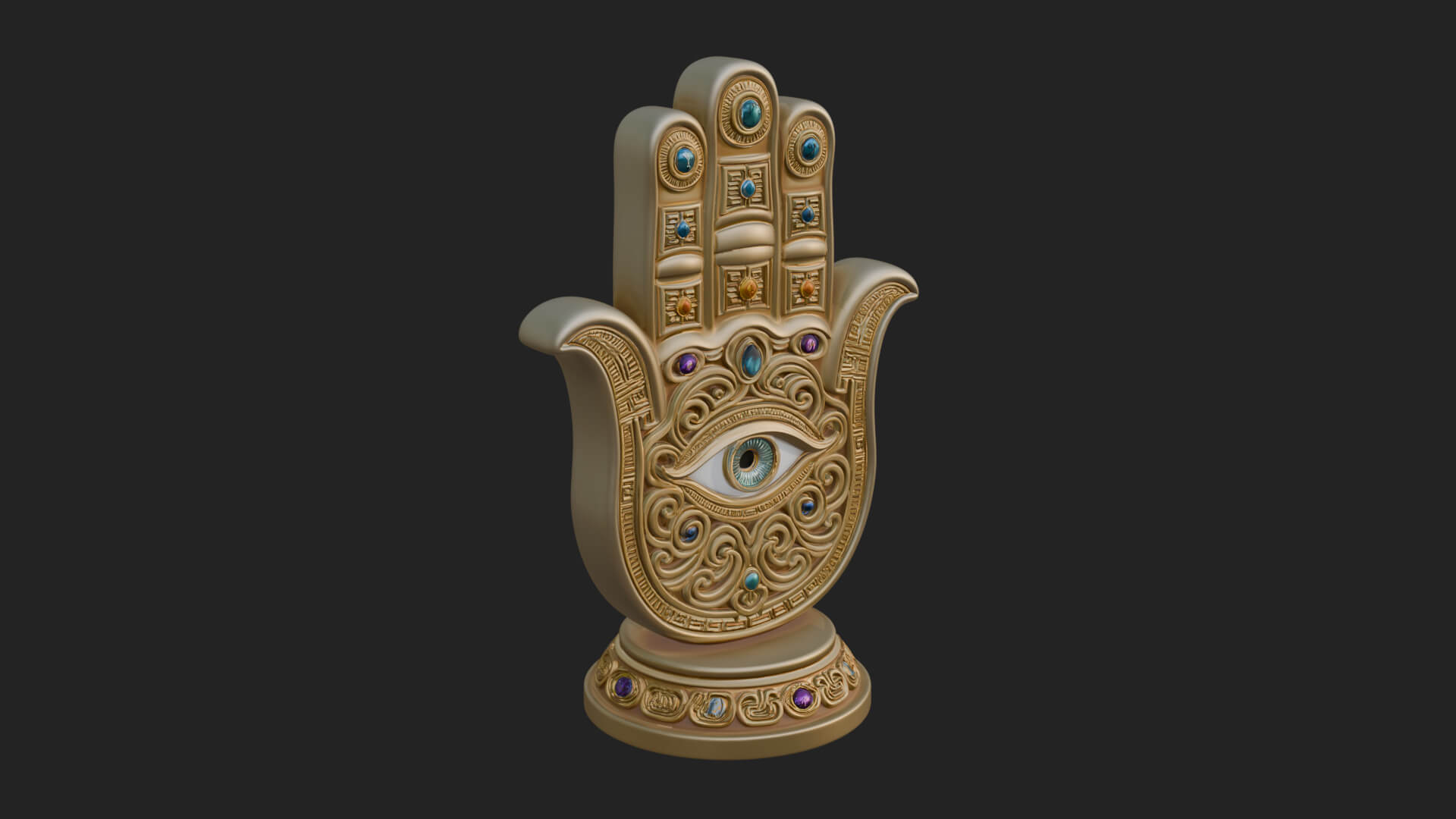 Standing Hamsa Hand Ornament Design 4 3D Print Model 3D Model