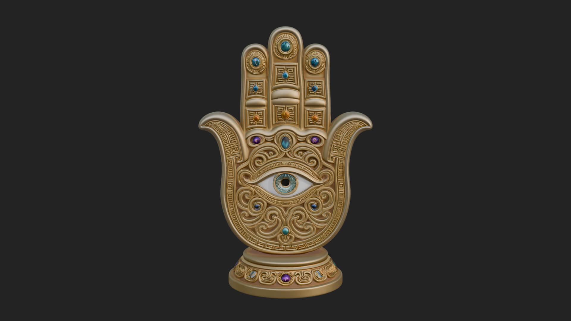 Standing Hamsa Hand Ornament Design 4 3D Print Model 3D Model