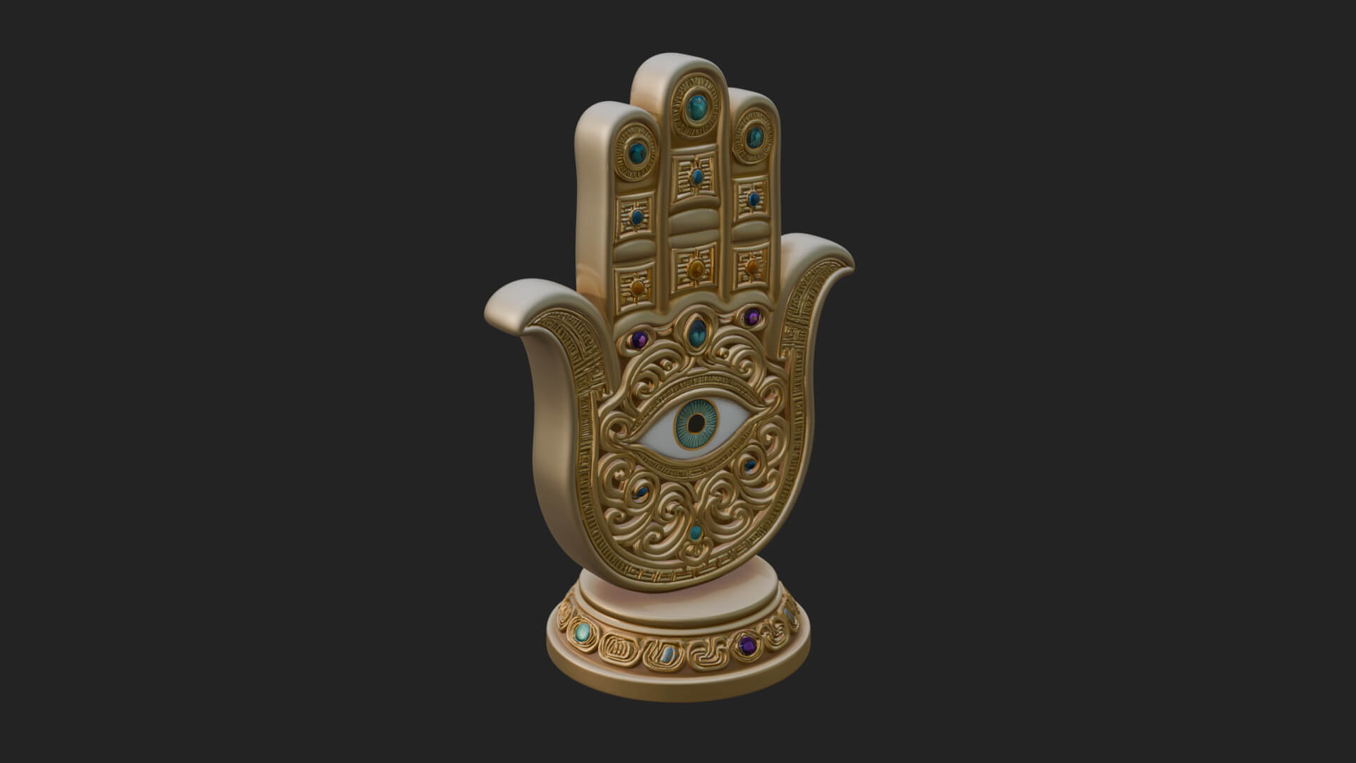 Standing Hamsa Hand Ornament Design 4 3D Print Model 3D Model