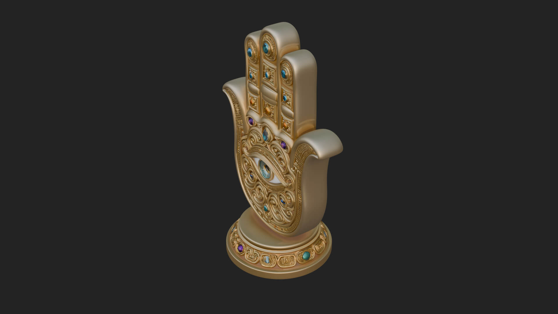 Standing Hamsa Hand Ornament Design 4 3D Print Model 3D Model