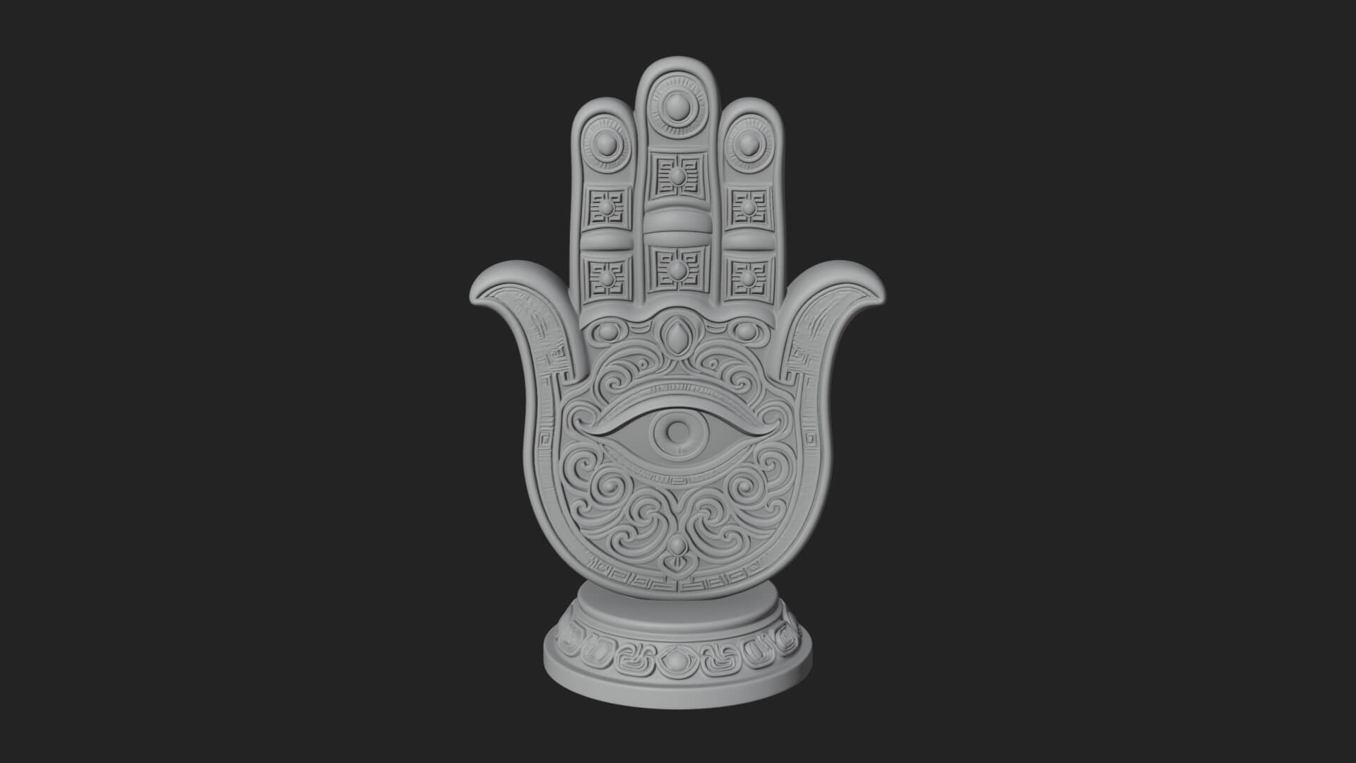 Standing Hamsa Hand Ornament Design 4 3D Print Model 3D Model