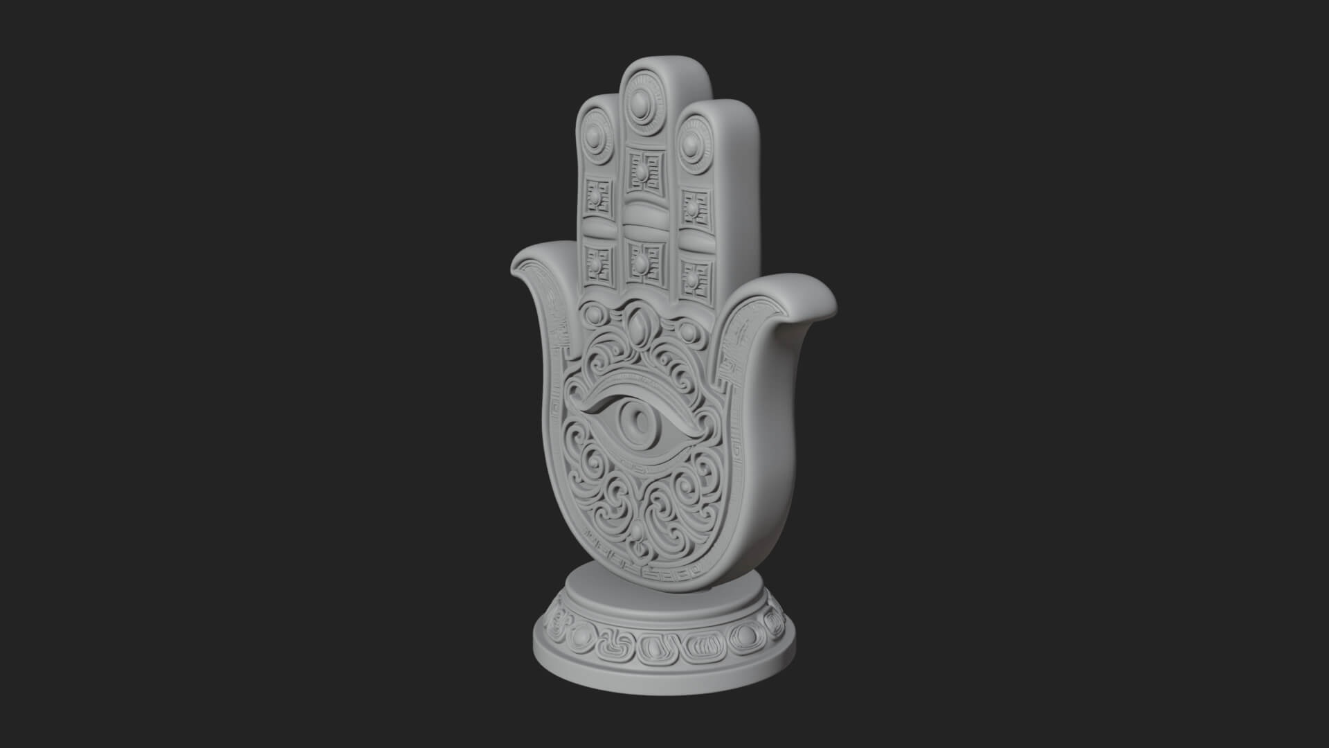 Standing Hamsa Hand Ornament Design 4 3D Print Model 3D Model