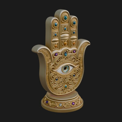 Standing Hamsa Hand Ornament Design 4 3D Print Model
