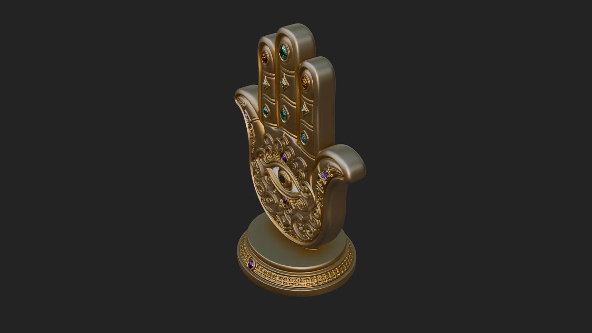 Standing Hamsa Hand Ornament Design 5 3D Print Model 3D Model