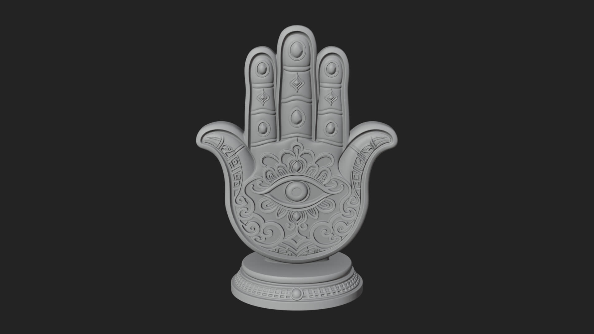 Standing Hamsa Hand Ornament Design 5 3D Print Model 3D Model
