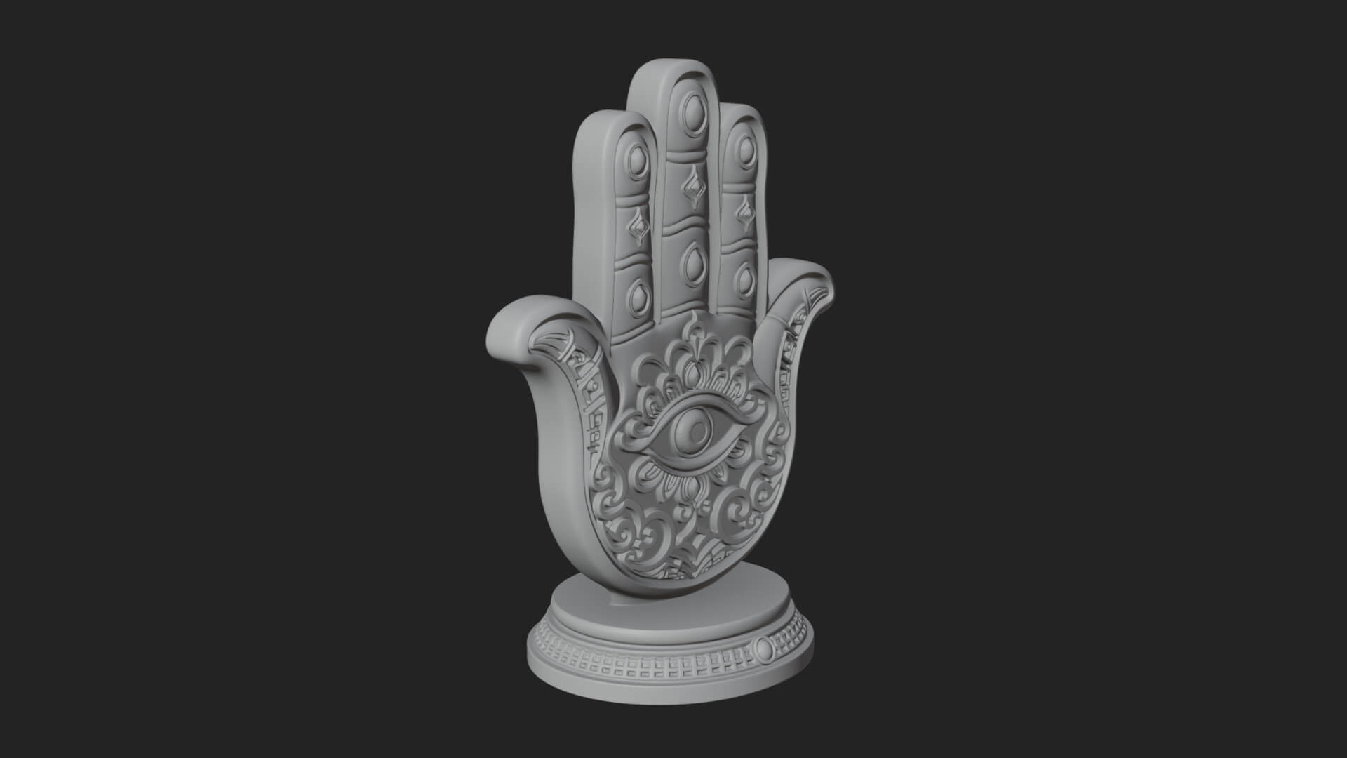 Standing Hamsa Hand Ornament Design 5 3D Print Model 3D Model