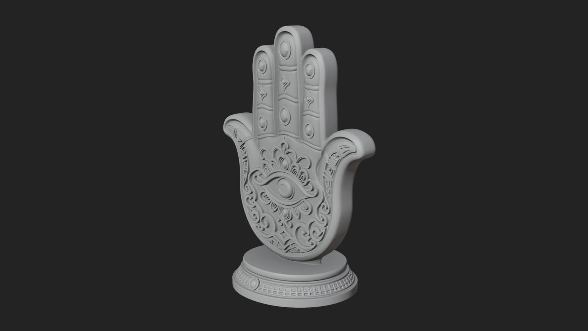 Standing Hamsa Hand Ornament Design 5 3D Print Model 3D Model