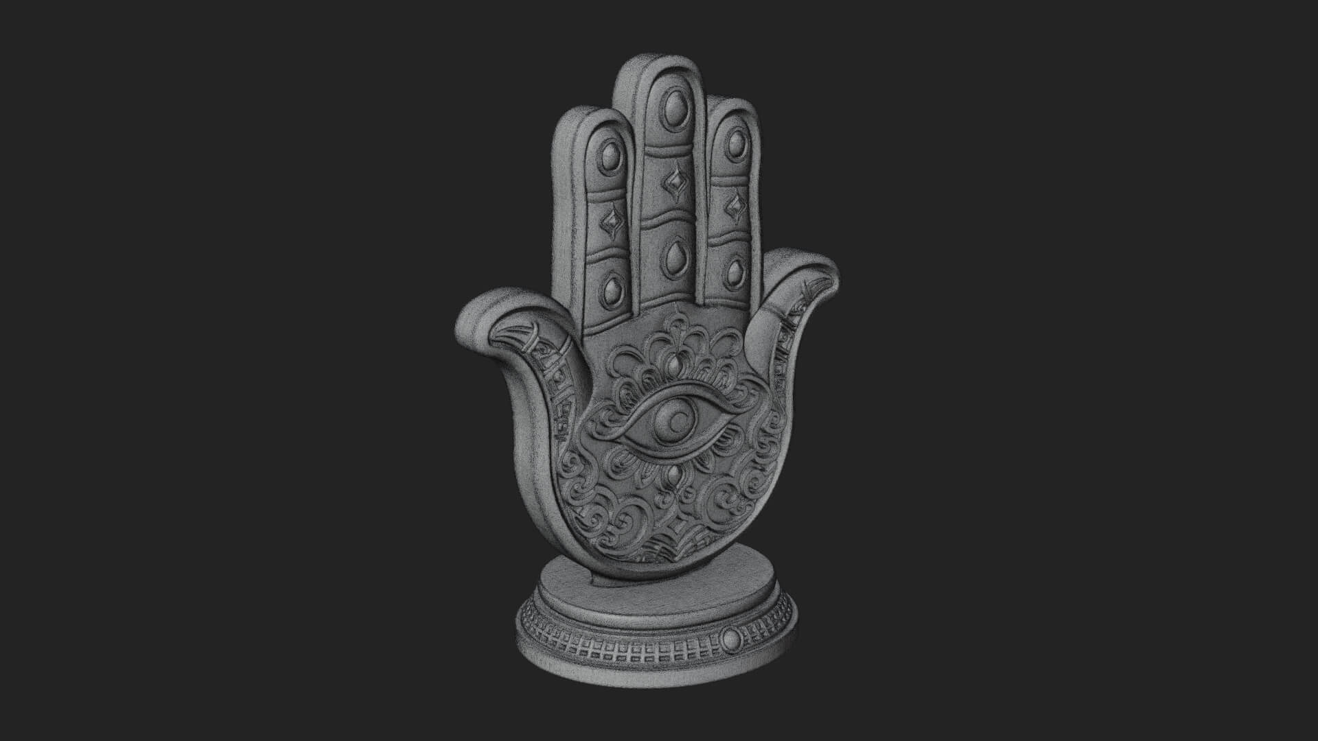 Standing Hamsa Hand Ornament Design 5 3D Print Model 3D Model