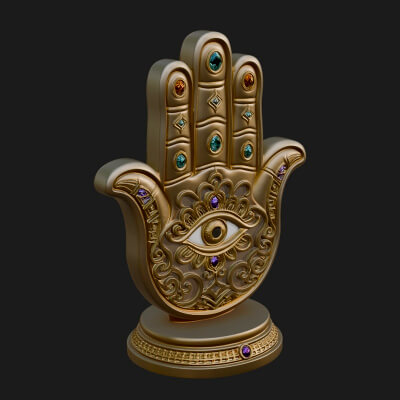 Standing Hamsa Hand Ornament Design 5 3D Print Model