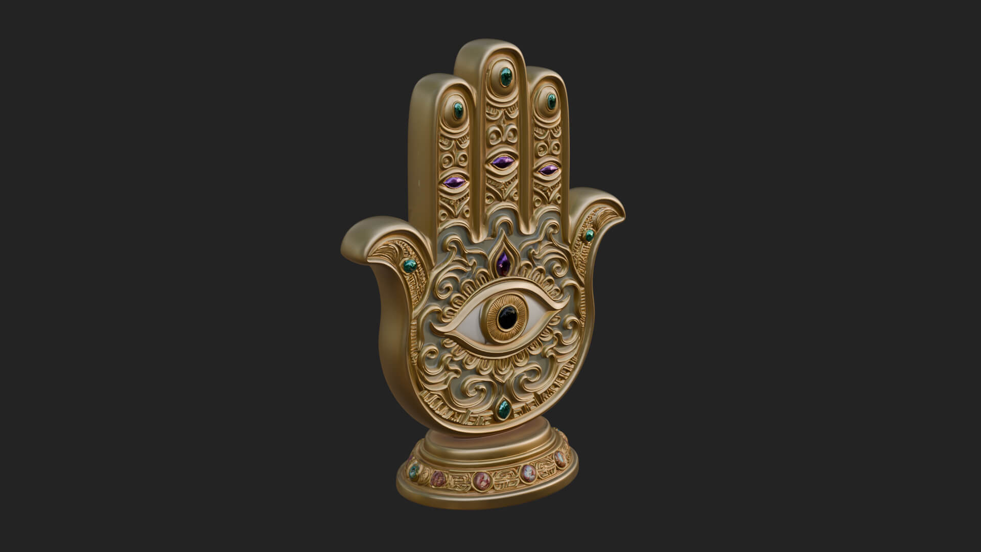 Standing Hamsa Hand Ornament Design 6 3D Print Model 3D Model