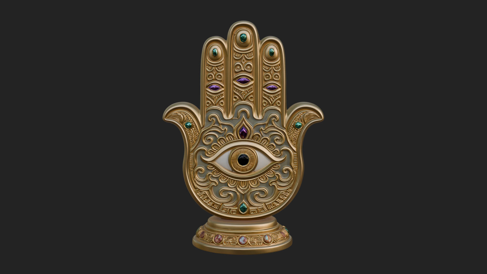 Standing Hamsa Hand Ornament Design 6 3D Print Model 3D Model