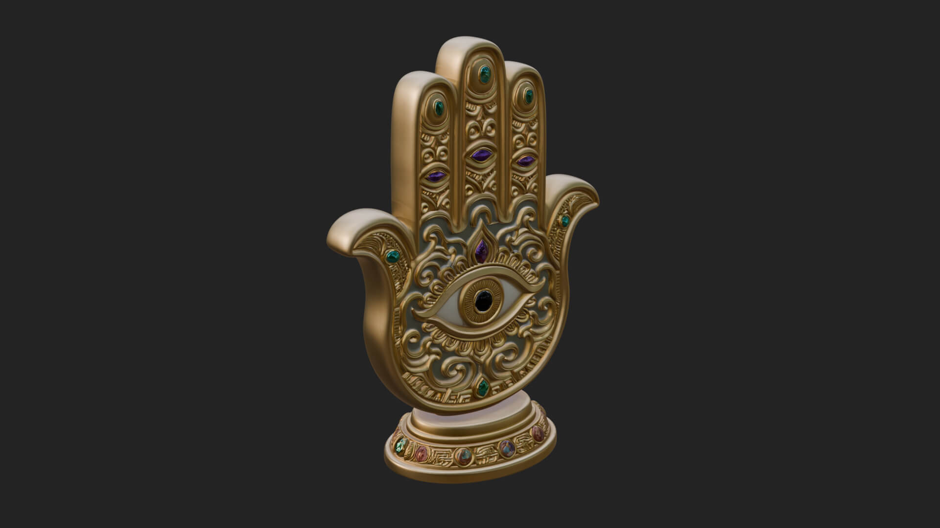 Standing Hamsa Hand Ornament Design 6 3D Print Model 3D Model