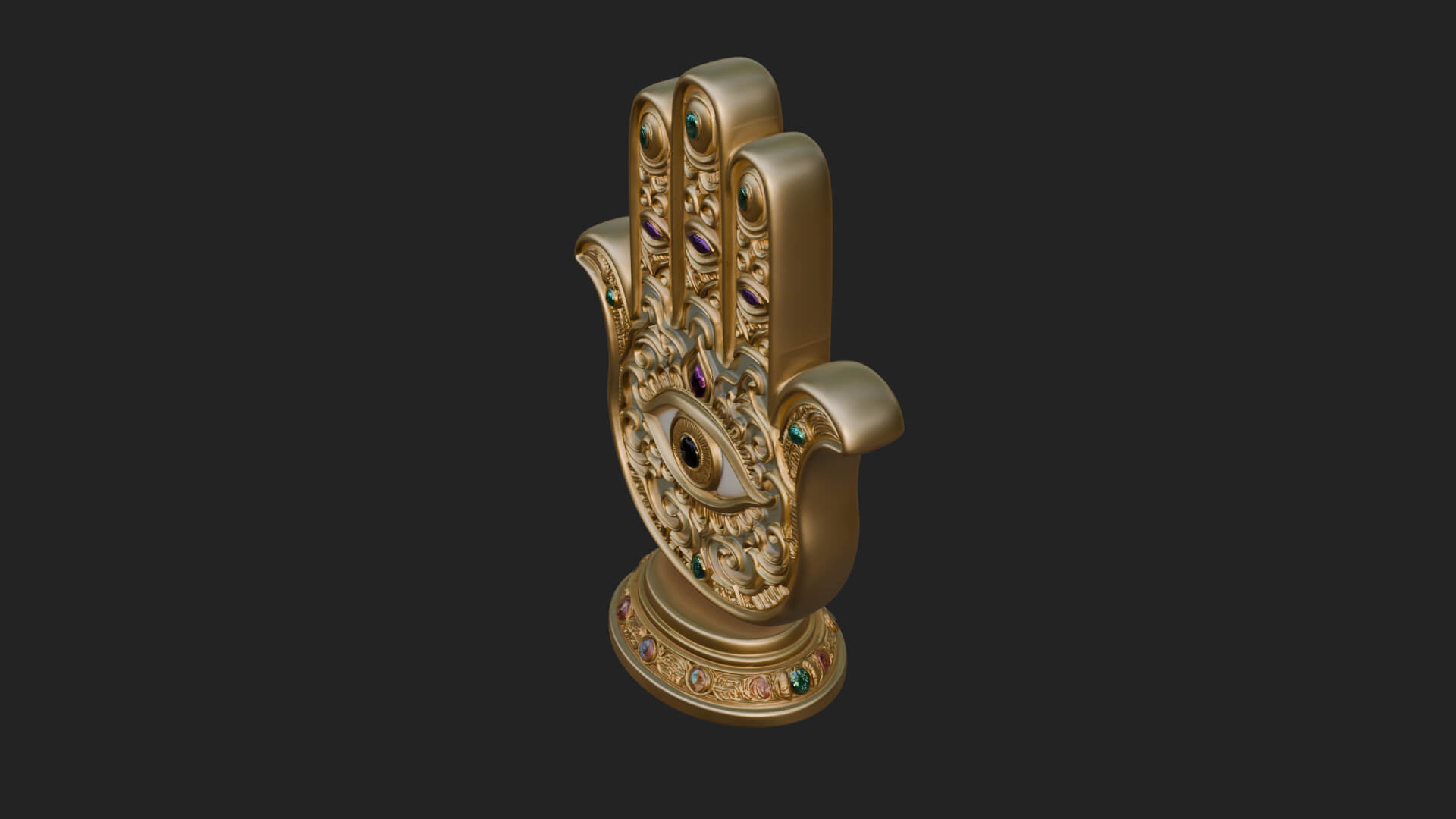 Standing Hamsa Hand Ornament Design 6 3D Print Model 3D Model