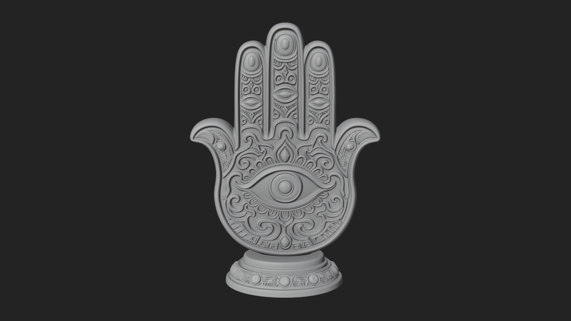 Standing Hamsa Hand Ornament Design 6 3D Print Model 3D Model