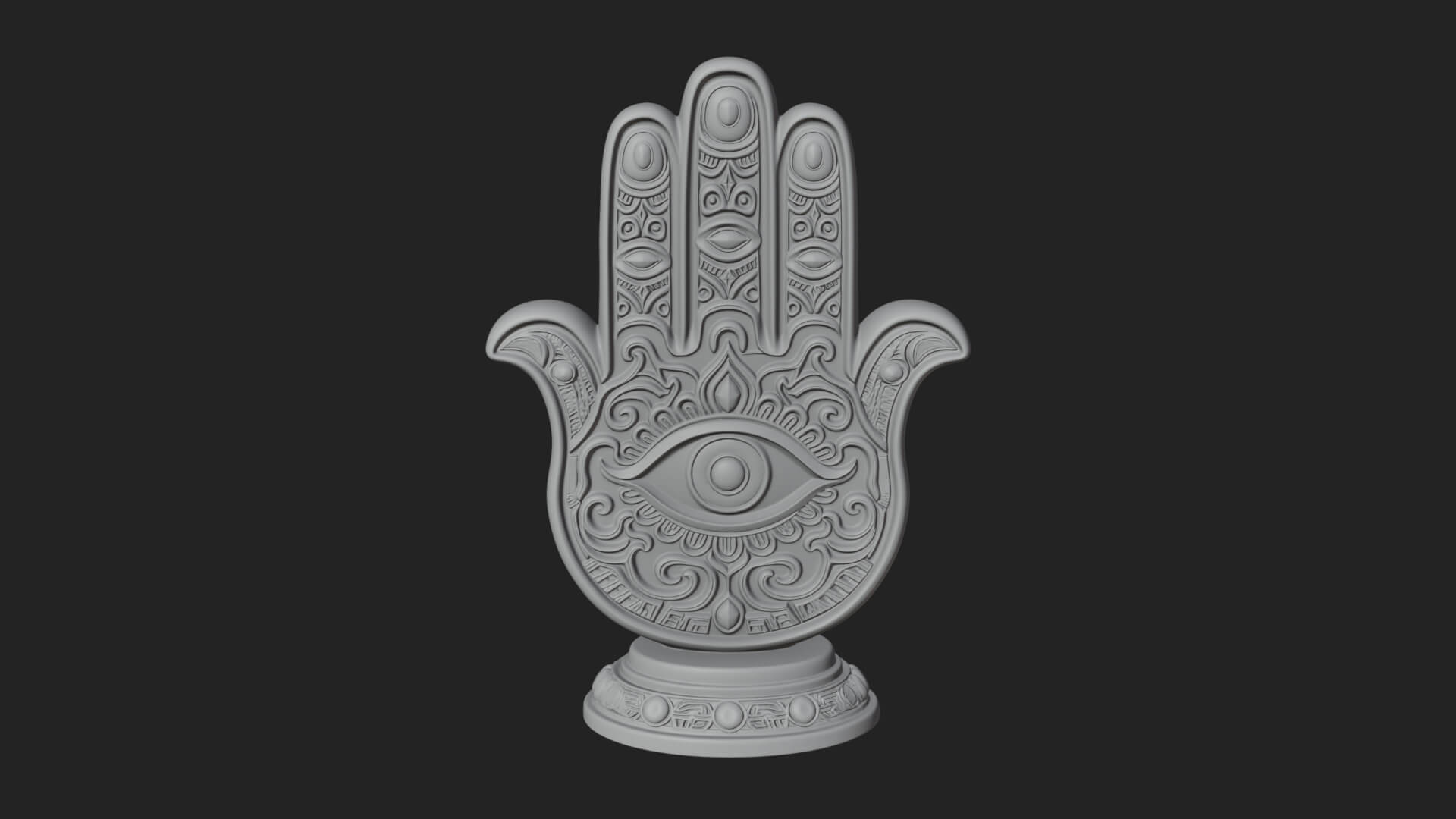 Standing Hamsa Hand Ornament Design 6 3D Print Model 3D Model