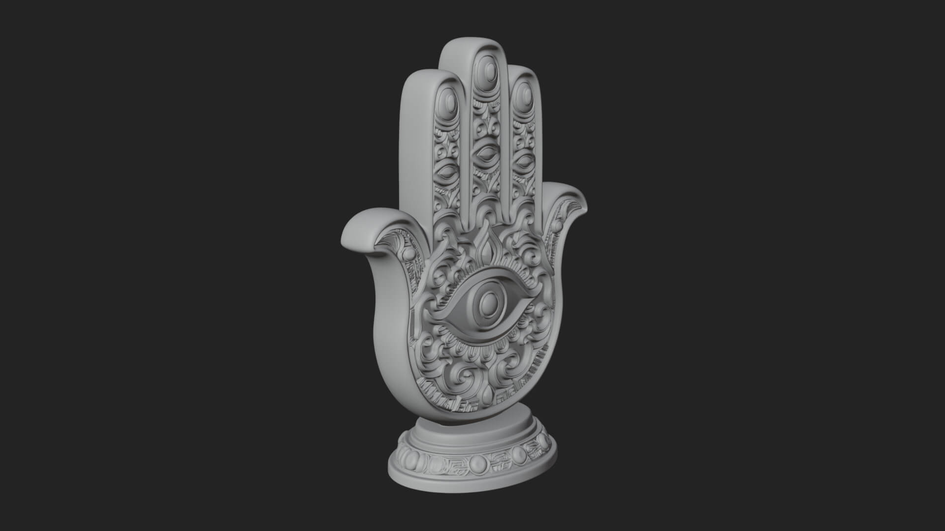 Standing Hamsa Hand Ornament Design 6 3D Print Model 3D Model
