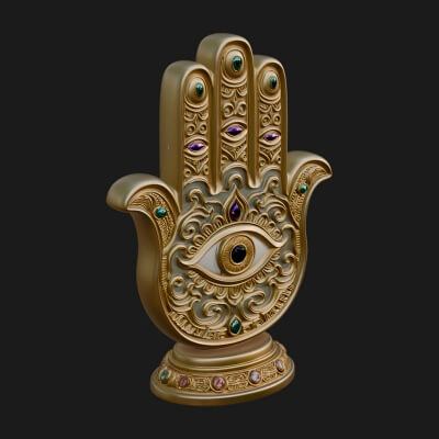 Standing Hamsa Hand Ornament Design 6 3D Print Model