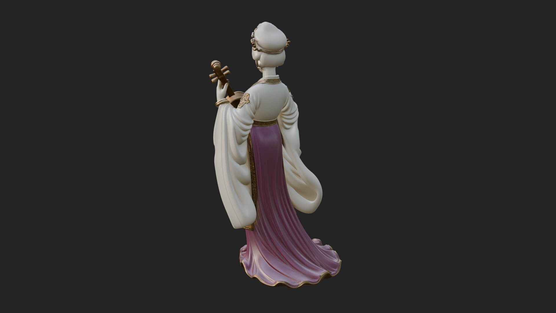 Standing Lute Lady Statue Design 1 3D Print Model 3D Model