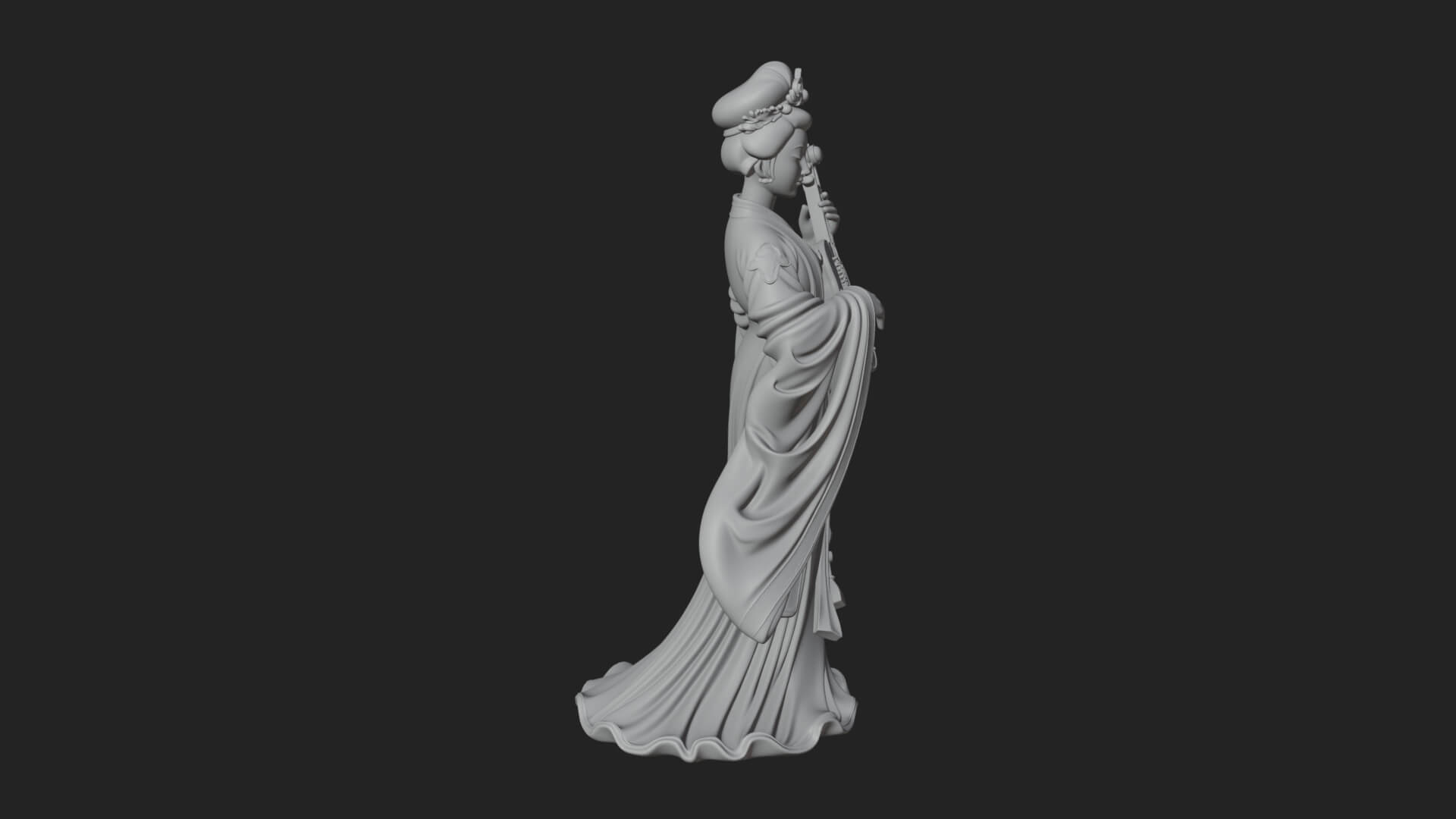 Standing Lute Lady Statue Design 1 3D Print Model 3D Model