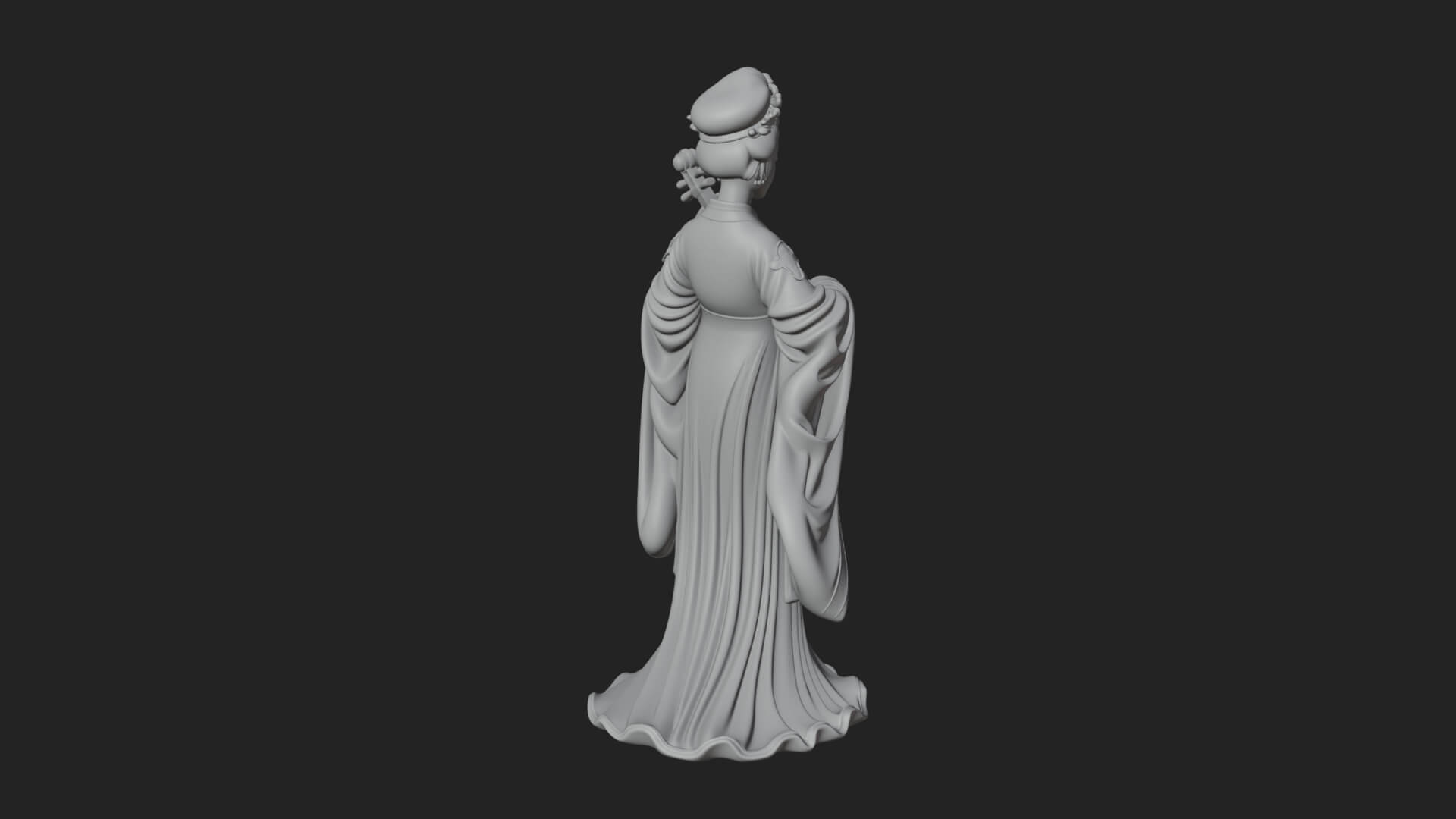 Standing Lute Lady Statue Design 1 3D Print Model 3D Model