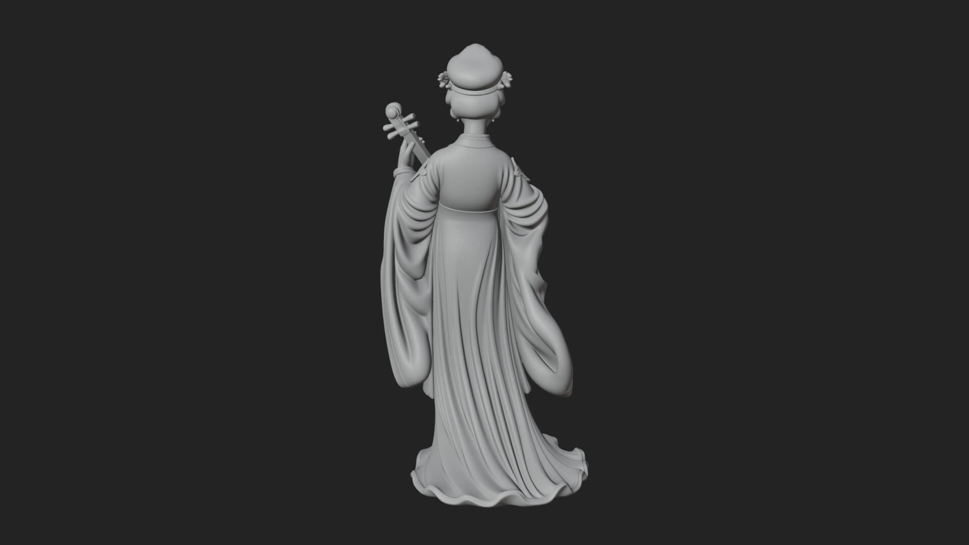 Standing Lute Lady Statue Design 1 3D Print Model 3D Model