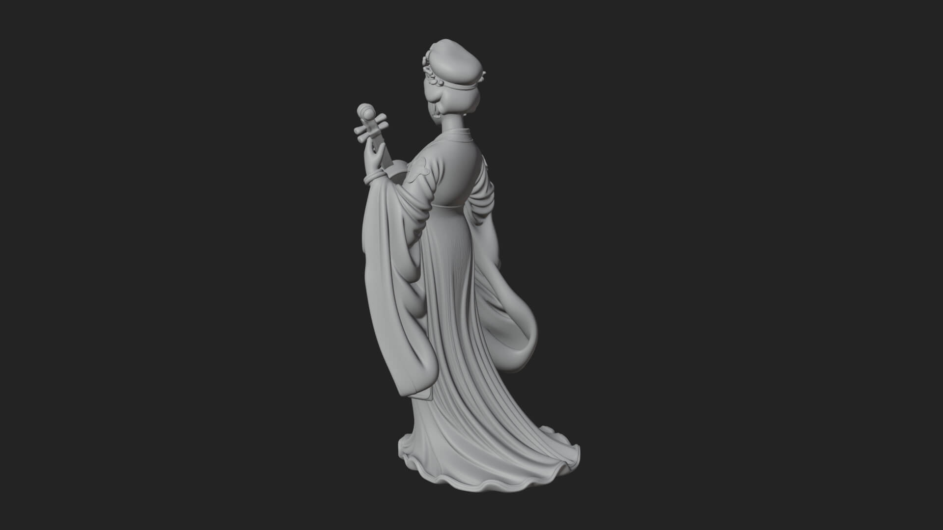 Standing Lute Lady Statue Design 1 3D Print Model 3D Model