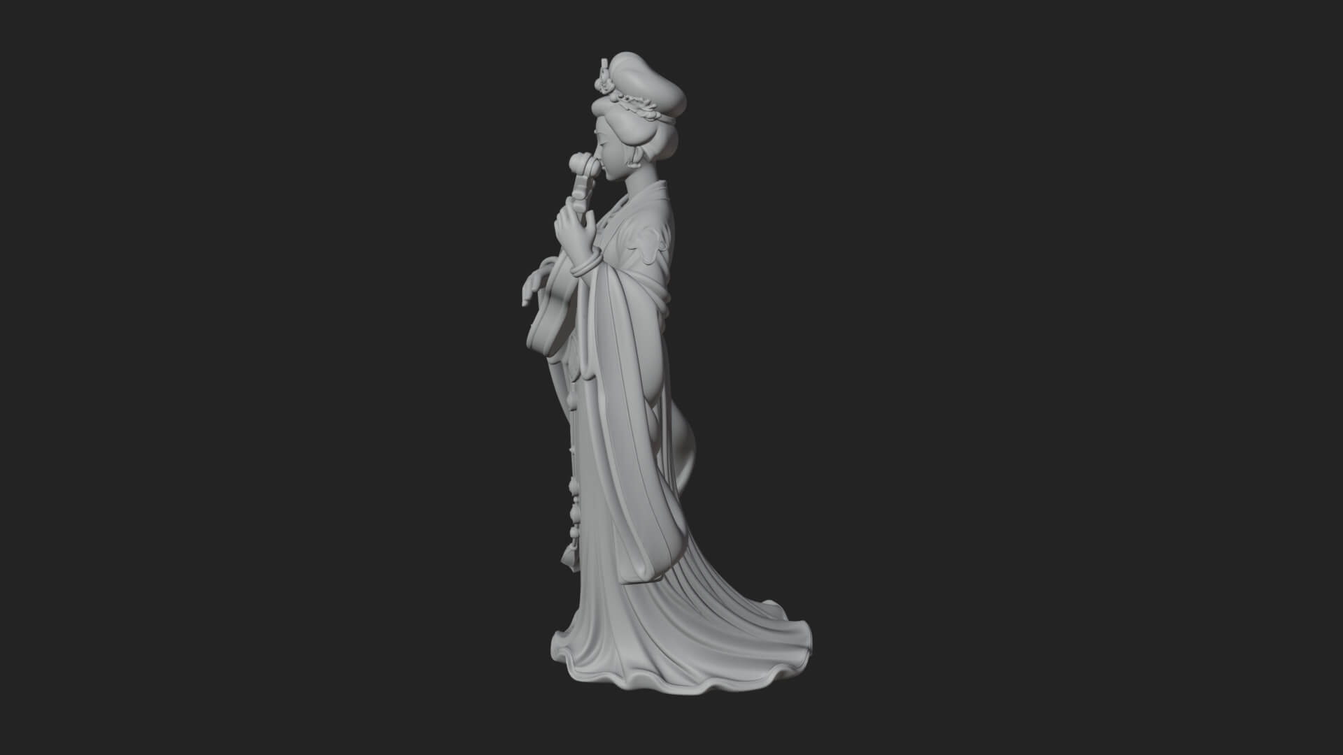 Standing Lute Lady Statue Design 1 3D Print Model 3D Model