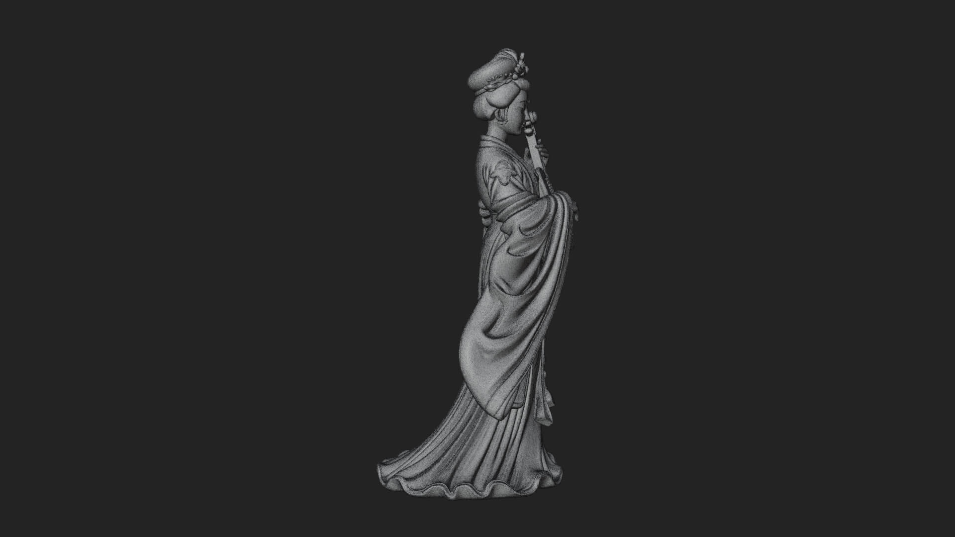 Standing Lute Lady Statue Design 1 3D Print Model 3D Model