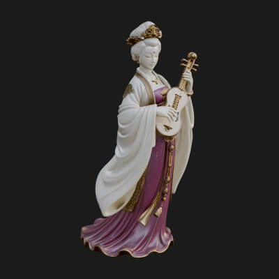 Standing Lute Lady Statue Design 1 3D Print Model