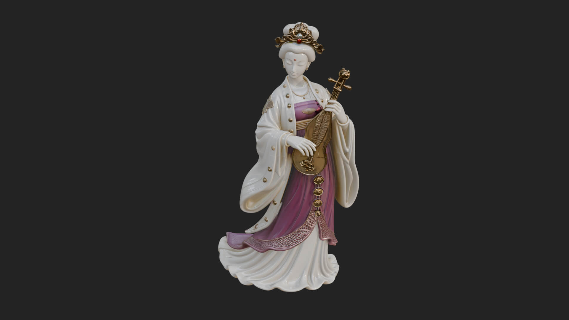 Standing Lute Lady Statue Design 2 3D Print Model 3D Model