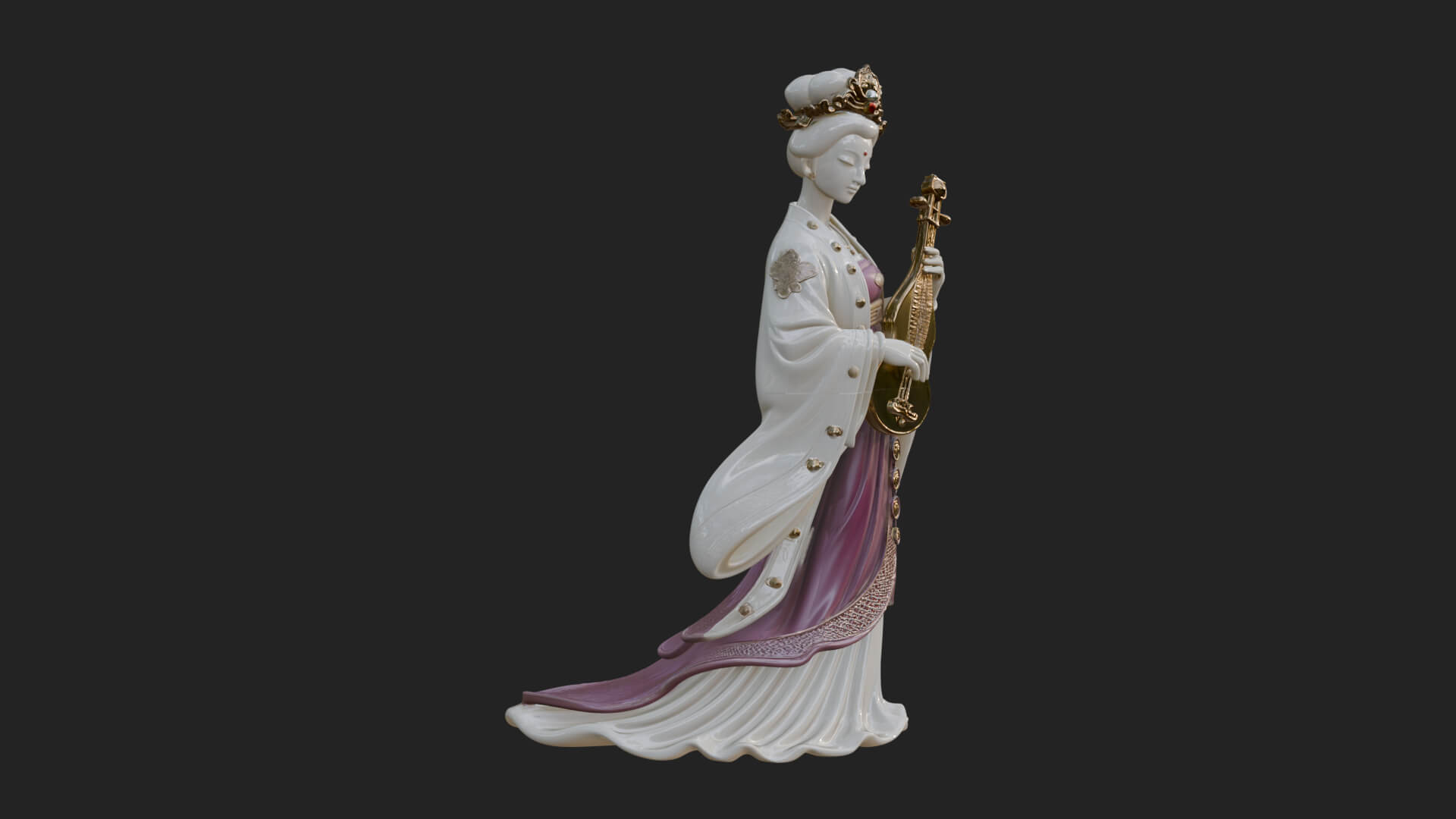 Standing Lute Lady Statue Design 2 3D Print Model 3D Model