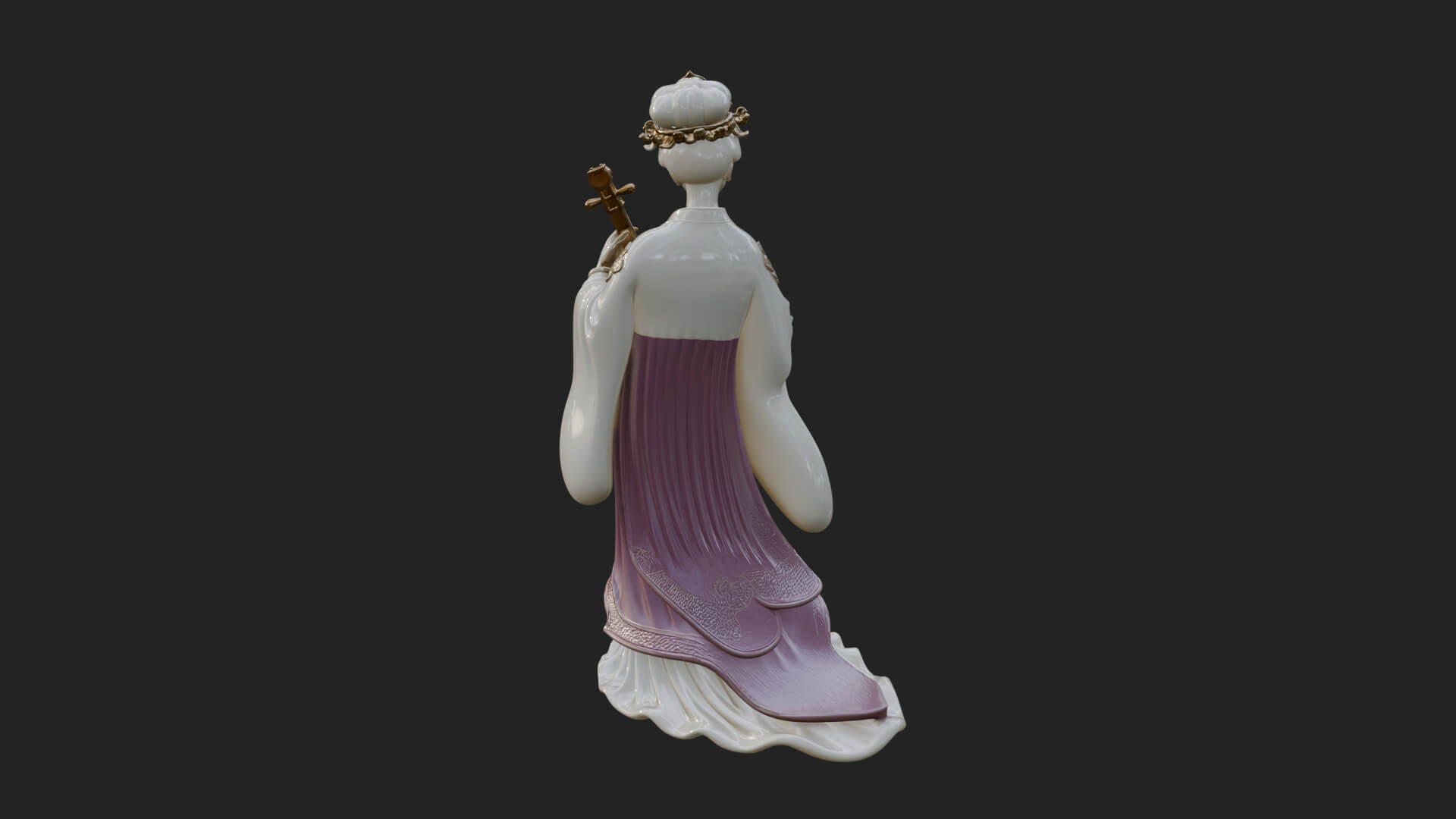 Standing Lute Lady Statue Design 2 3D Print Model 3D Model