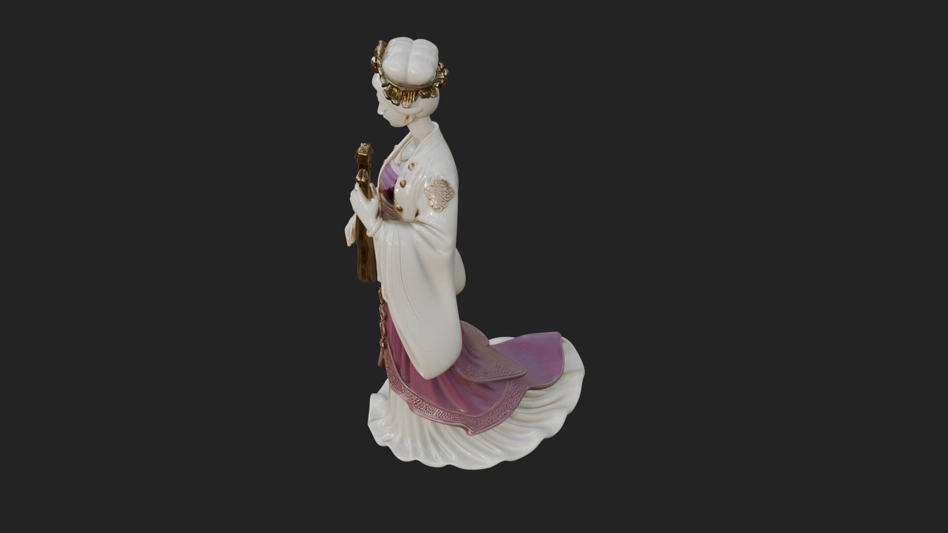 Standing Lute Lady Statue Design 2 3D Print Model 3D Model