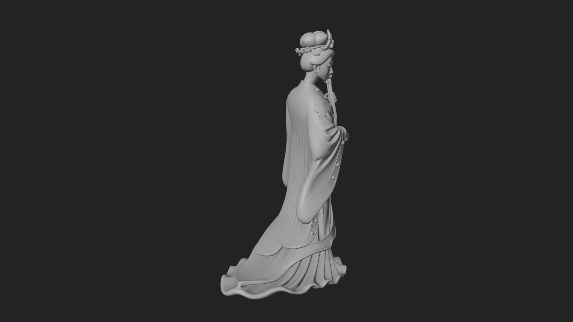 Standing Lute Lady Statue Design 2 3D Print Model 3D Model