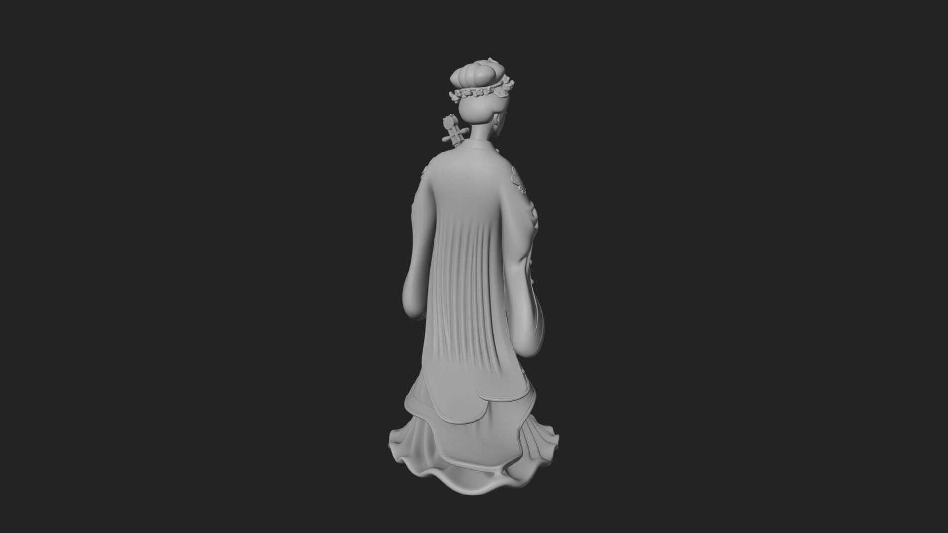 Standing Lute Lady Statue Design 2 3D Print Model 3D Model