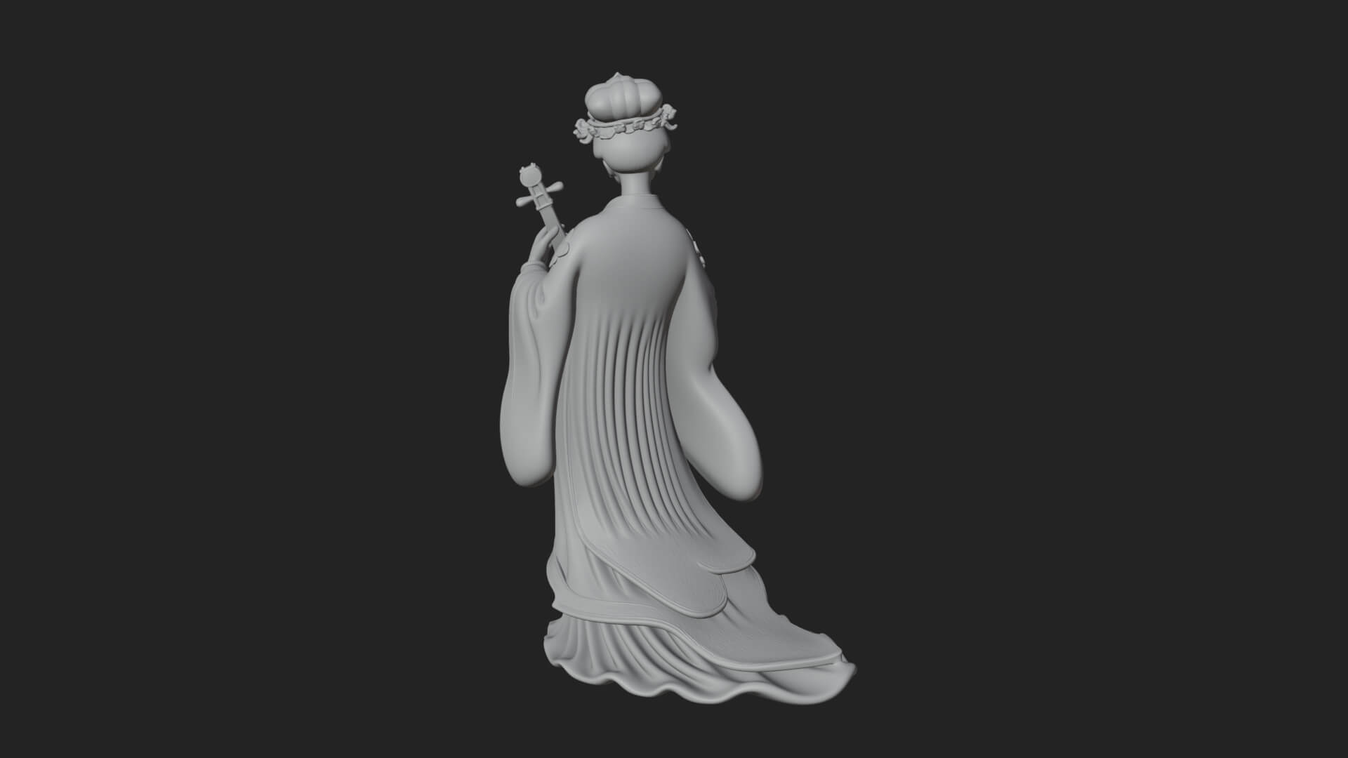 Standing Lute Lady Statue Design 2 3D Print Model 3D Model