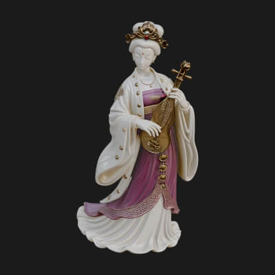 Standing Lute Lady Statue Design 2 3D Print Model