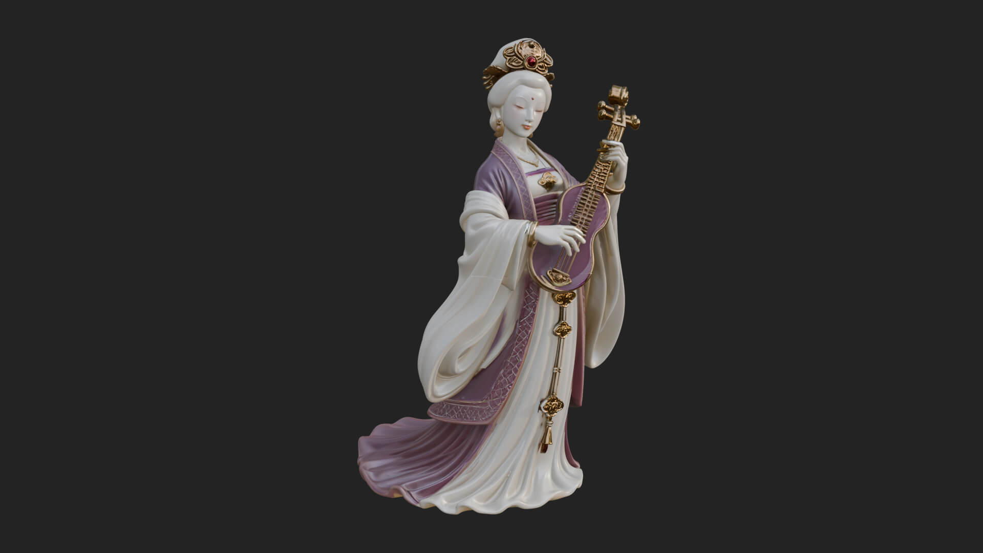 Standing Lute Lady Statue Design 3 3D Print Model 3D Model