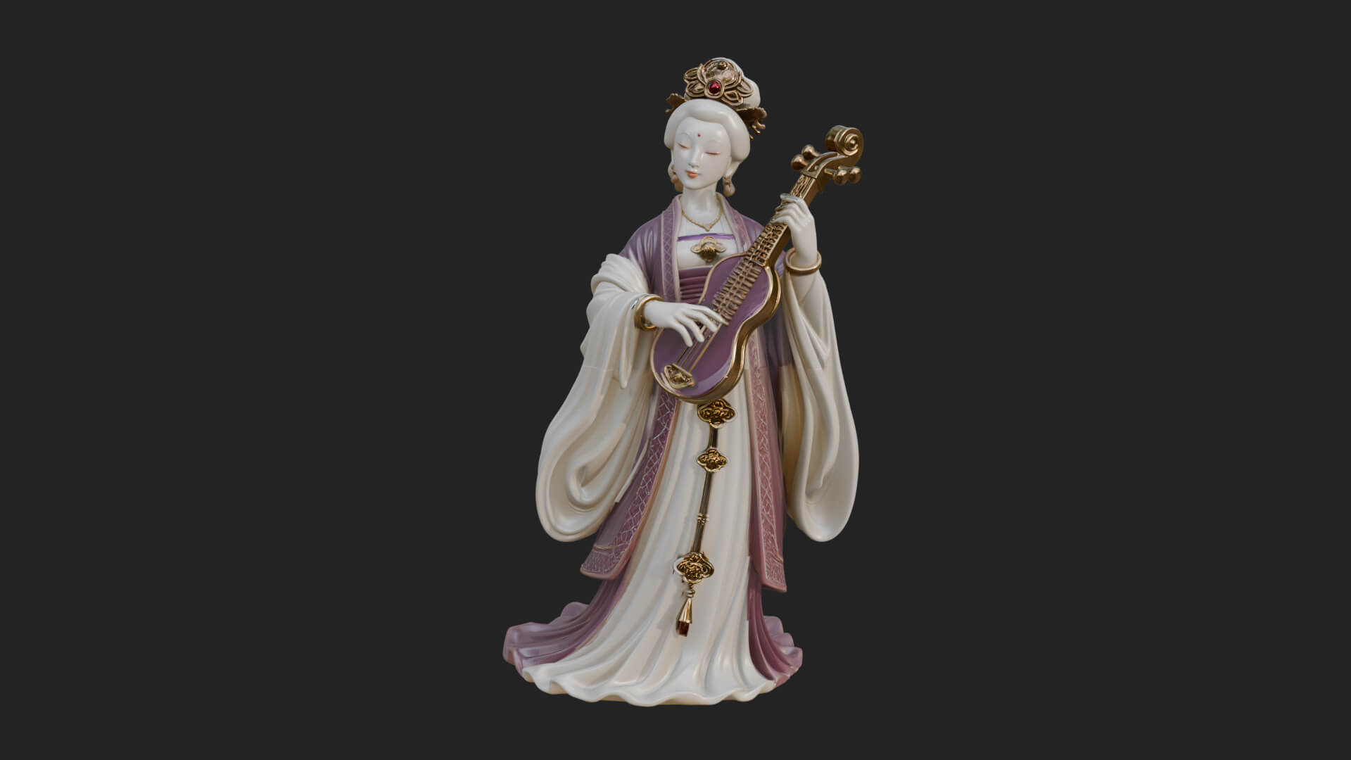 Standing Lute Lady Statue Design 3 3D Print Model 3D Model