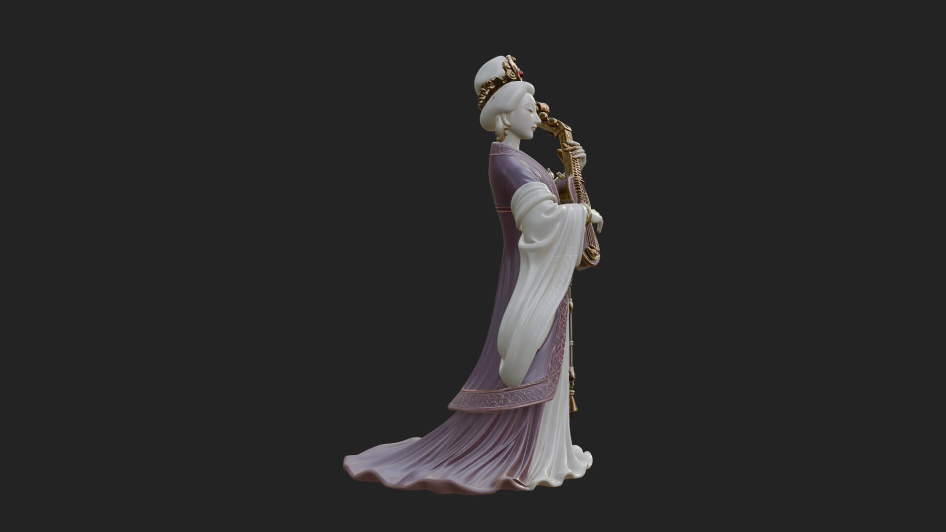 Standing Lute Lady Statue Design 3 3D Print Model 3D Model