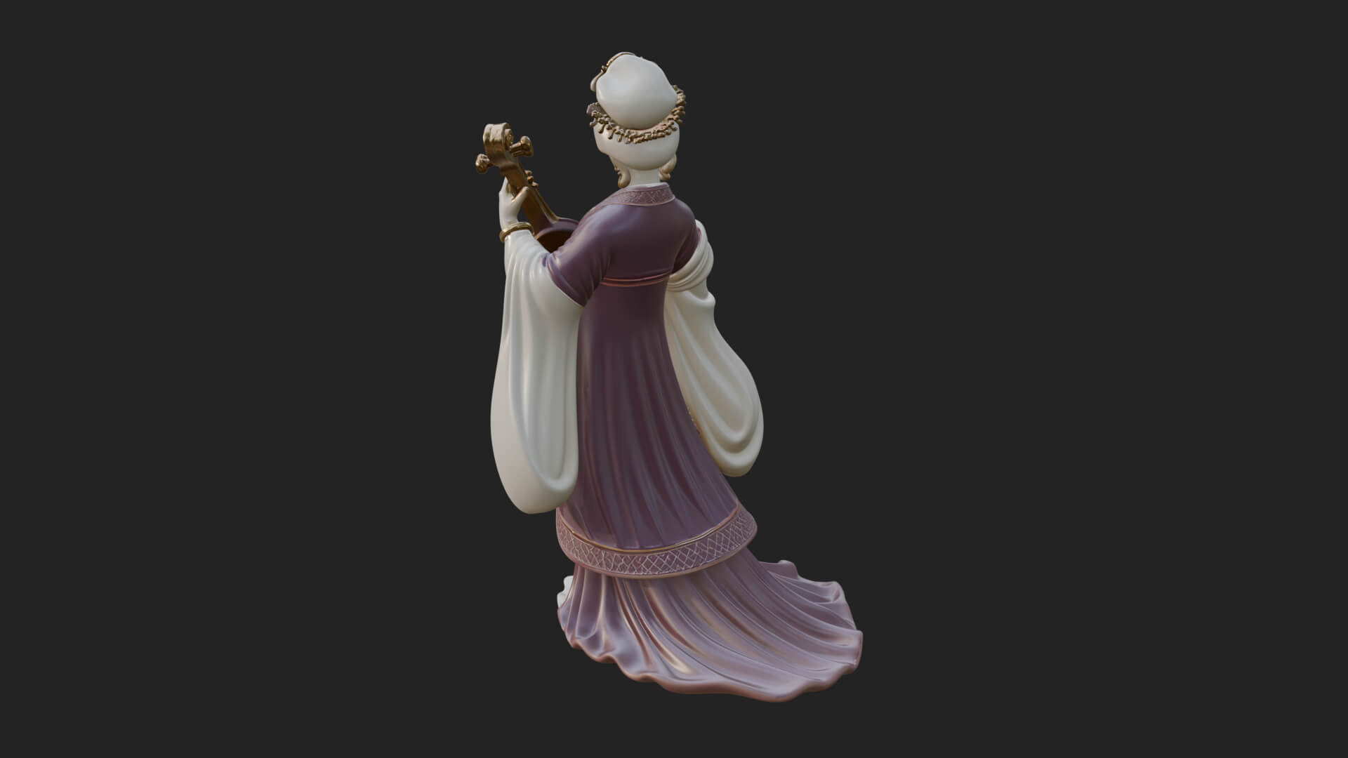 Standing Lute Lady Statue Design 3 3D Print Model 3D Model