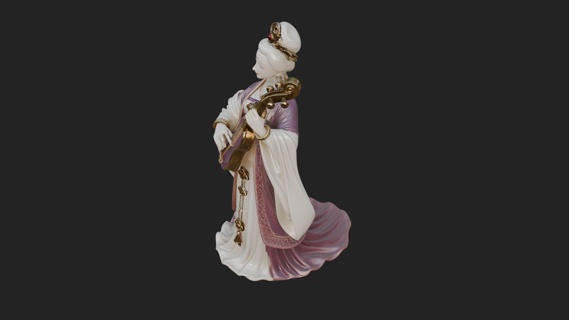 Standing Lute Lady Statue Design 3 3D Print Model 3D Model