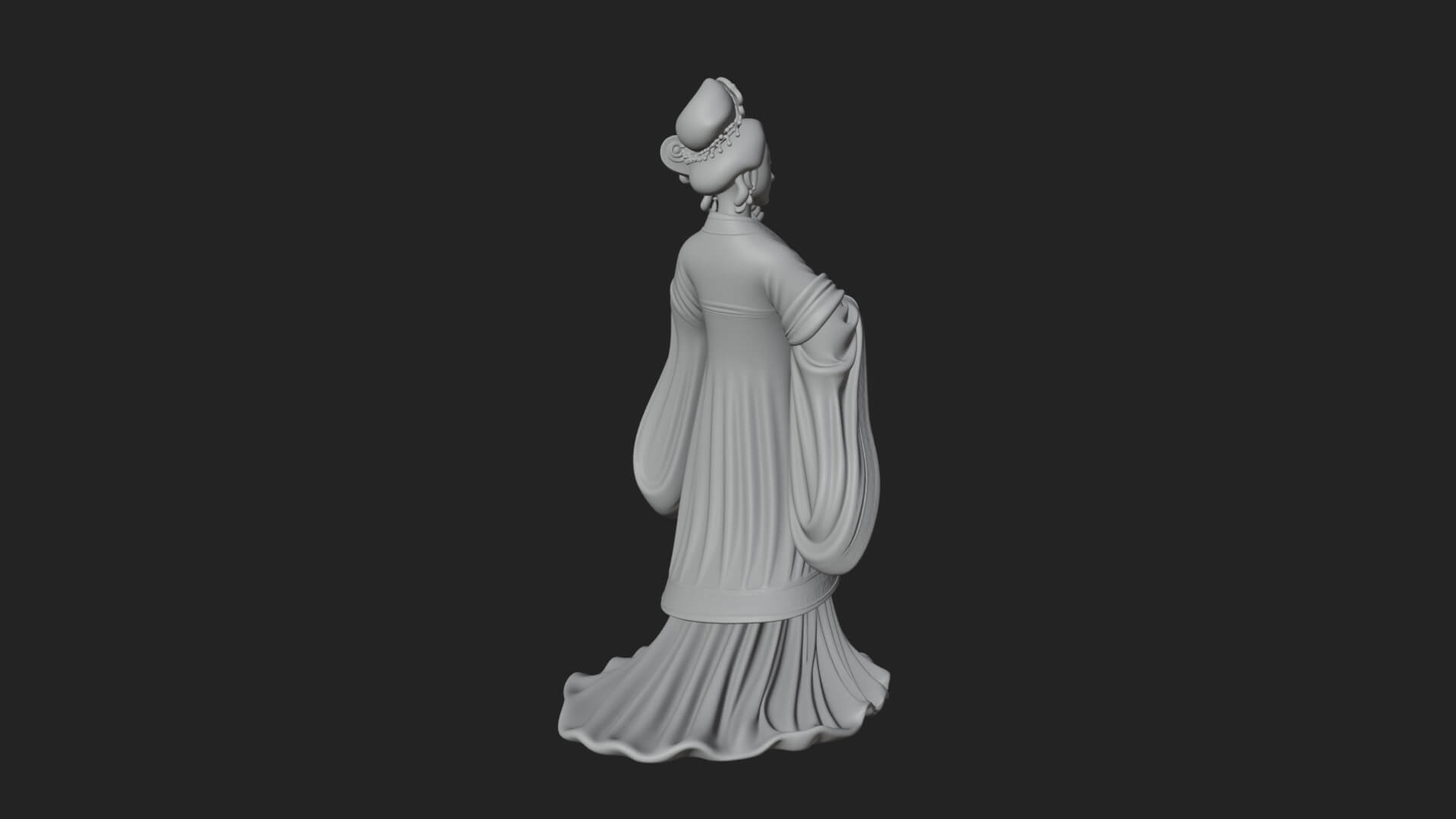 Standing Lute Lady Statue Design 3 3D Print Model 3D Model