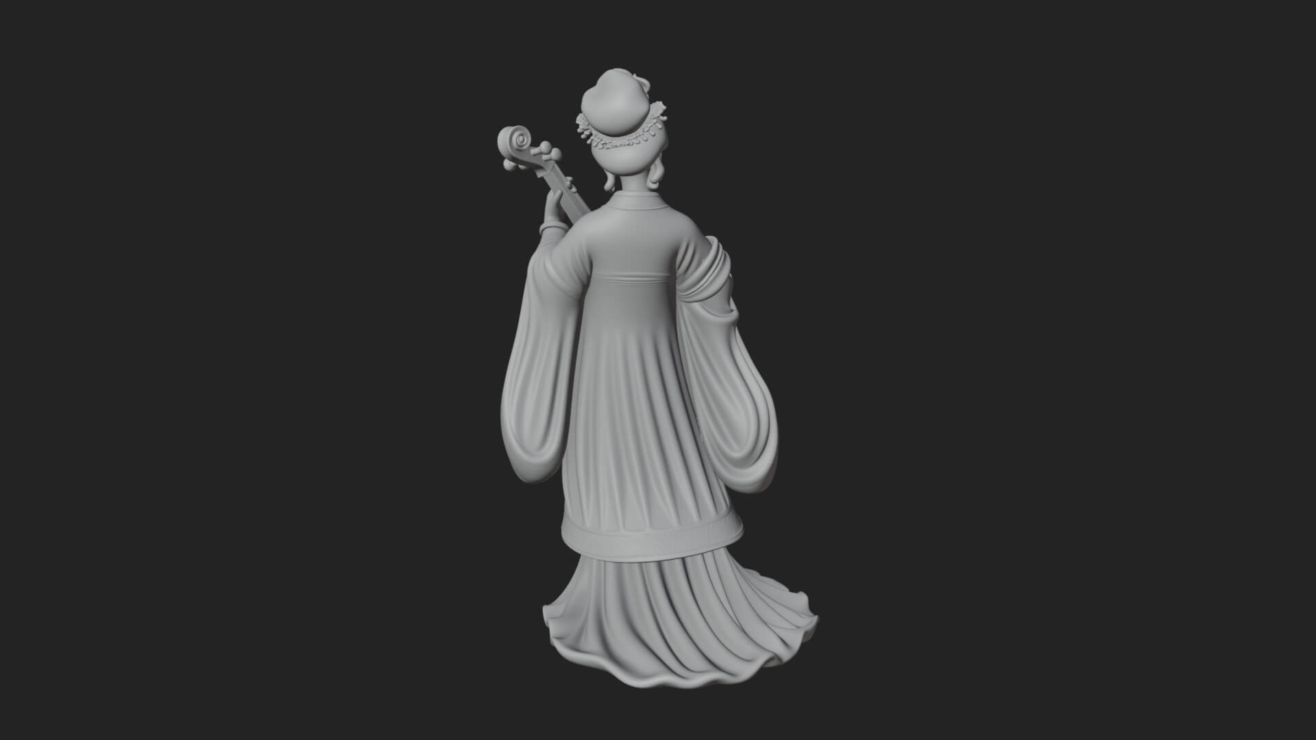Standing Lute Lady Statue Design 3 3D Print Model 3D Model