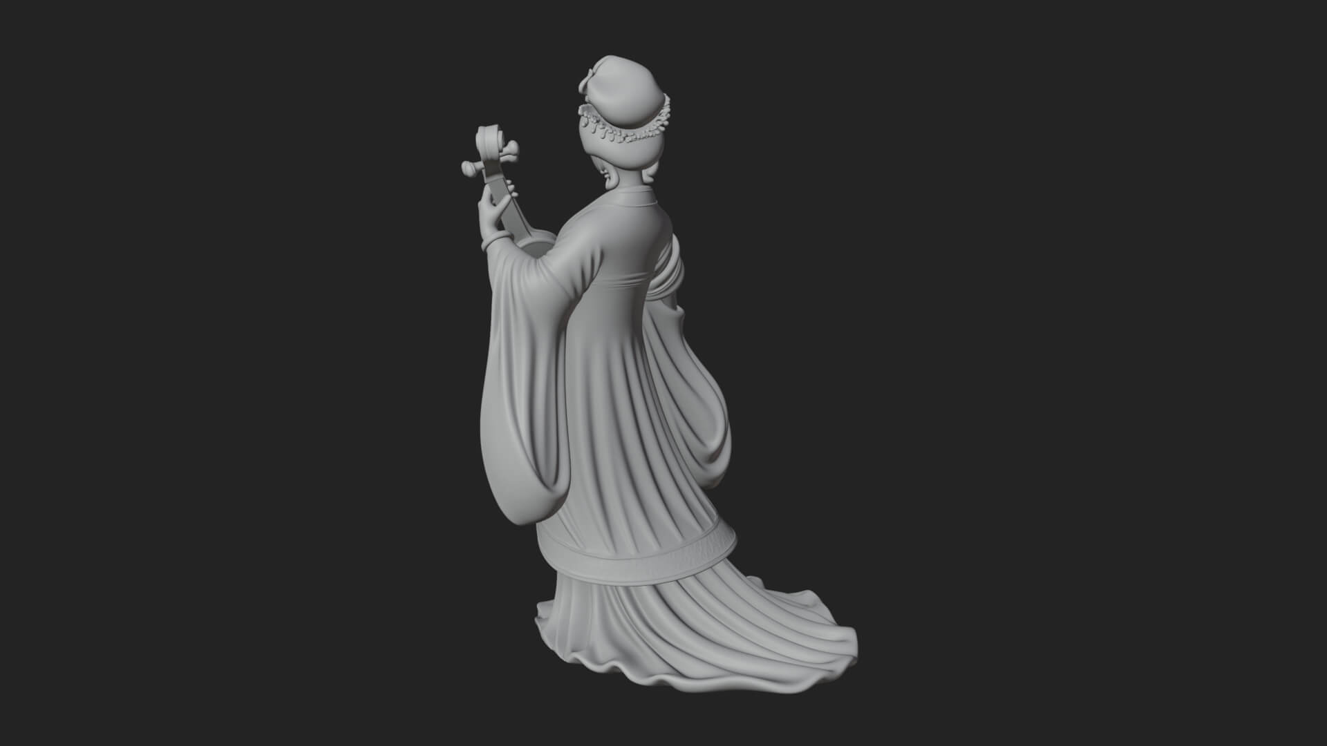 Standing Lute Lady Statue Design 3 3D Print Model 3D Model